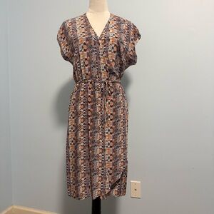 Tucker Women’s 100% Silk Wrap Aztec Dress Size M